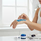 alchemy skincare blue tansy mask on woman's hand